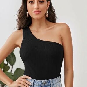 SHEIN Black Ribbed Knit Top